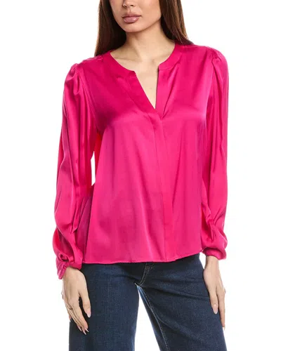 Hugo Boss Biralana Silk-blend Blouse In Pink