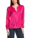 Hugo Boss Biralana Silk-blend Blouse In Pink