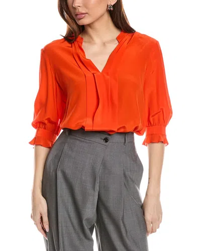 Hugo Boss Birula Silk Blouse In Orange