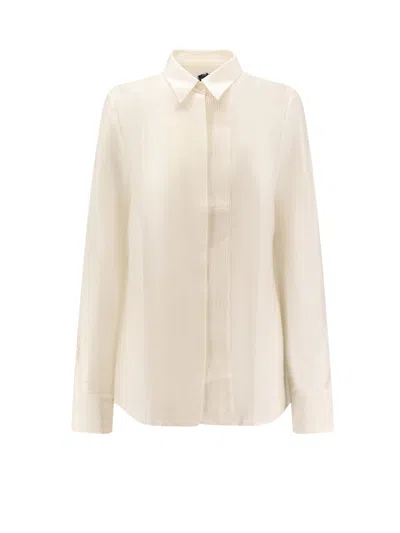 Hugo Boss Bisina Wednesday Lyocell, Silk And Wool Shirt In Neutral