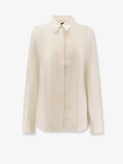 Hugo Boss Bisina Wednesday Lyocell, Silk And Wool Shirt In White