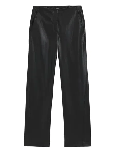 Hugo Boss Faux-leather Trousers In Black