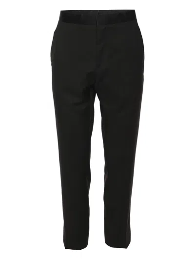 Pre-owned Hugo Boss Virgin-wool Tailored Trousers In Black