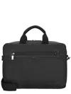 Hugo Boss Briefcase Textured Finish Adjustable Strap Handles In Black
