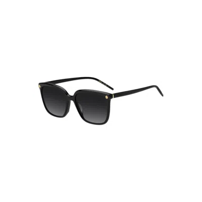 Hugo Boss Black Acetate Sunglasses With Gold-tone Double B Monograms In Multi