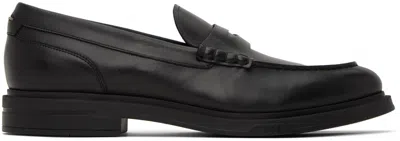 Hugo Boss Black Almond Toe Loafers In 001 Black