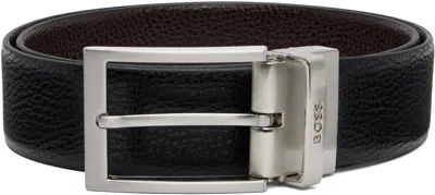 Hugo Boss Black & Brown Leather Logo Keeper Reversible Belt