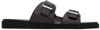Hugo Boss Black & Brown Pin-buckle Sandals In 002-black