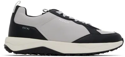 Hugo Boss Gray Mixed-material Sneakers In 060-open Grey
