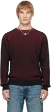 Hugo Boss Black & Red Cotton Two-tone Ribbing Sweater In 001-black