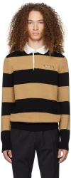 Hugo Boss Black & Tan Striped Polo In Black 001