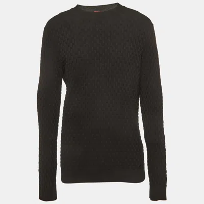 Pre-owned Hugo Boss Black Basket Knit Crewneck Sweatshirt L