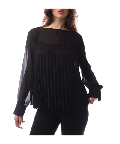 Hugo Boss Black Boatneck Pleated Chiffon Blouse
