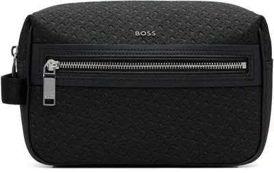Hugo Boss Black Bonded Leather Toiletry Bag