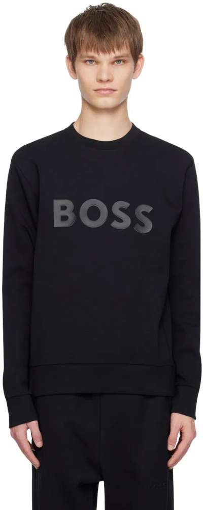 Hugo Boss Black Bonded Sweatshirt In 001-black