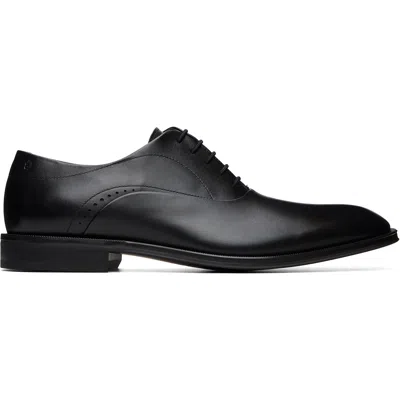 Hugo Boss Black Buffed Leather Oxfords In 001-black