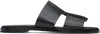 Hugo Boss Black Buffed Leather Sandals In 001-black