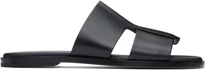 Hugo Boss Black Buffed Leather Sandals In 001-black
