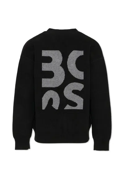 Hugo Boss Kids' Black Cardigan For Boy With Logo