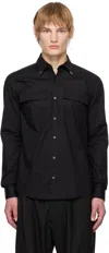Hugo Boss Black Collar Tip Shirt In 001-black