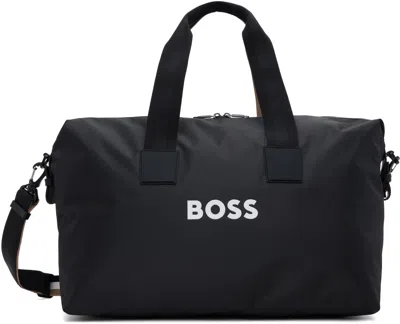 Hugo Boss Black Contrast Logo Holdall Duffle Bag In 001-black