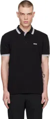 Hugo Boss Mens Paule Short Sleeve Pique Cotton Polo Shirt In Navy In 001-black