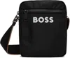 Hugo Boss Catch 3.0 Mens Crossbody Bag With Signature-stripe Strap Nos In 001-black