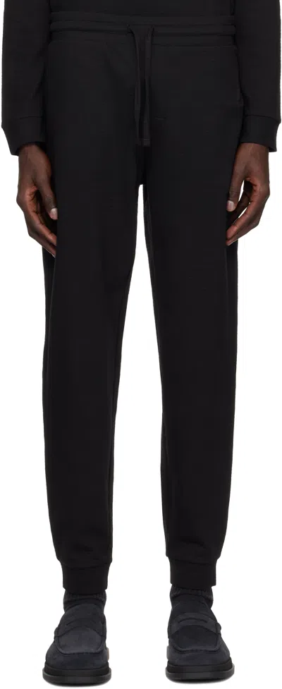 Hugo Boss Black Cotton-blend Embroidered Logo Sweatpants In 001-black
