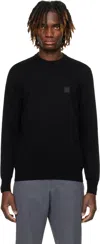 Hugo Boss Cotton Sweater With Knitted Vertical Stripes In Regular Fit In 001-black