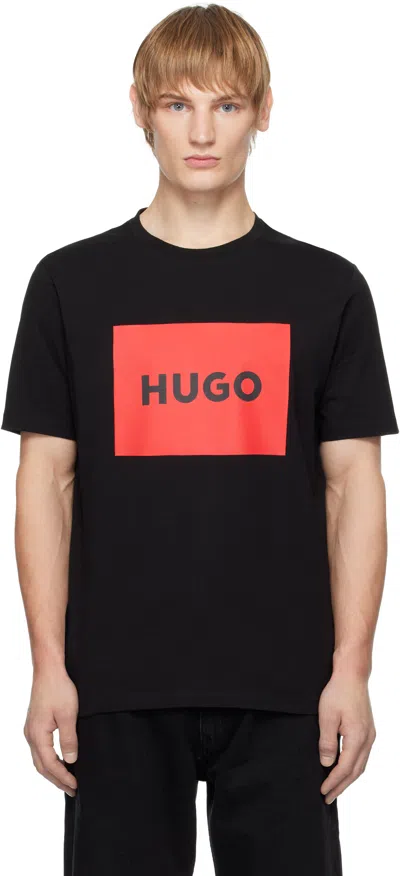 Hugo Boss Dulive222 Mens Large Label Logo T-shirt Nos In Black