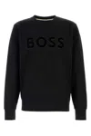 Hugo Boss Cotton-terry Sweatshirt With Flock-print Logo In Black