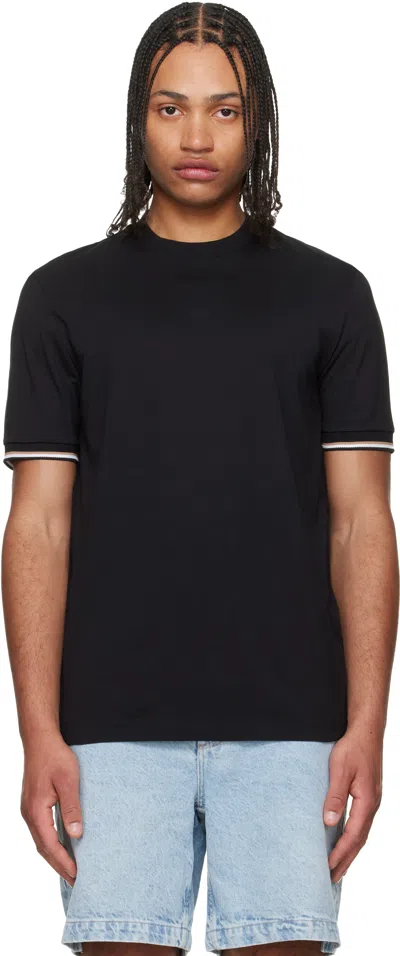 Hugo Boss Black Cotton-jersey Signature-stripe Cuffs T-shirt