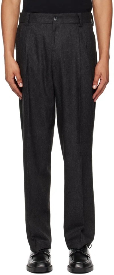Hugo Boss Black Creased Trousers In 001-black