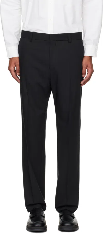 Hugo Boss Black Creased Trousers In 001-black