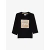 Hugo Boss Black Crewneck Logo-print Cotton-jersey Sweatshirt 6 Months - 3 In Black