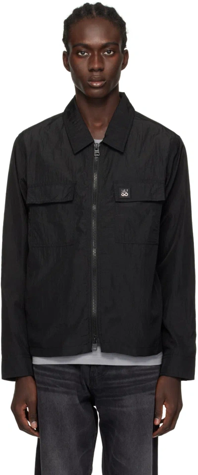 Hugo Boss Black Crinkled Shirt In Black 001