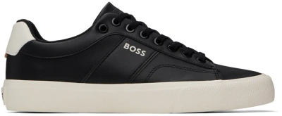 Hugo Boss Black Cupsole Lace-up Sneakers In 001-black
