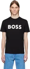 Hugo Boss Black Curved-logo Print T-shirt In 001-black
