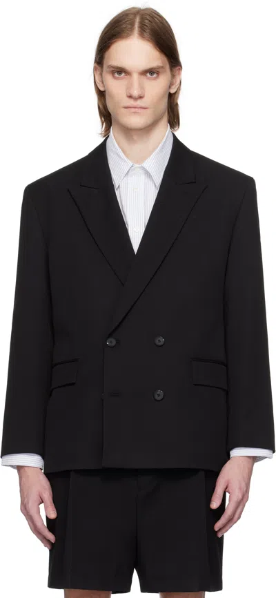 Hugo Boss Black Double-breasted Blazer In 001-black