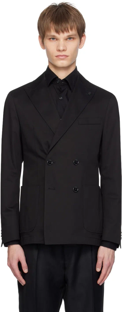 Hugo Boss Black Double-breasted Blazer In 001-black