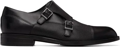 Hugo Boss Double-strap Monk Shoes In Leather In Black