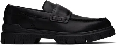 Hugo Boss Black Double Stitching Loafers In 001-black