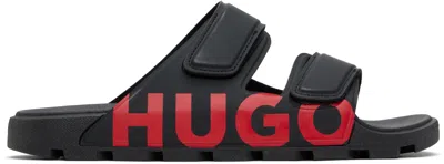 Hugo Boss Black Double-touch Closure Logo Sandals In 001-black