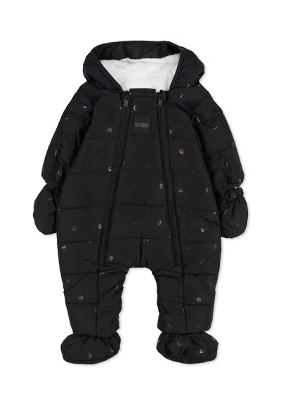 Hugo Boss Black Down Jacket For Baby Boy With Logo