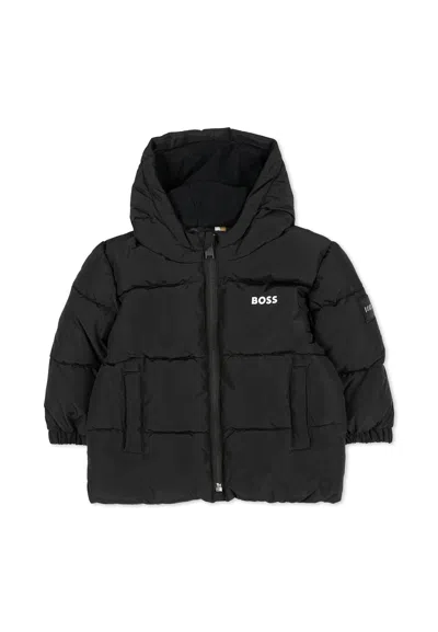 Hugo Boss Black Down Jacket For Baby Boy With Logo