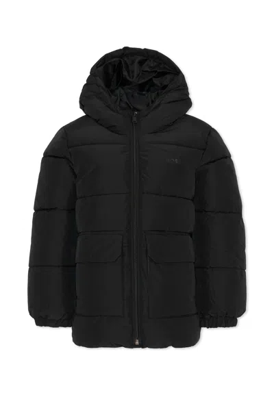 Hugo Boss Kids' Black Down Jacket For Boy With Logo
