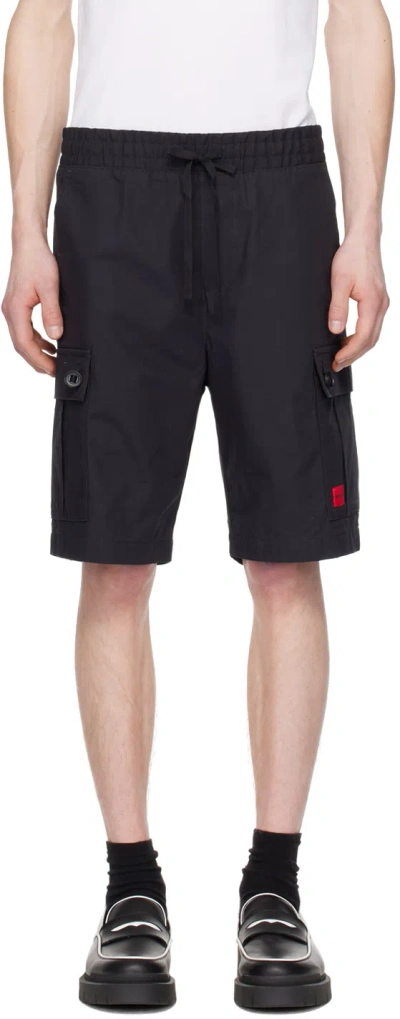 Hugo Boss Black Drawstring Shorts In 001-black