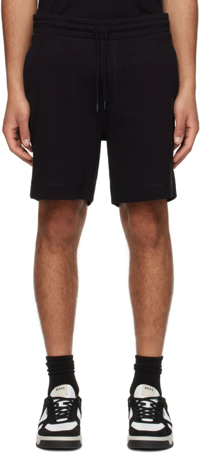 Hugo Boss Black Drawstring Shorts In 001-black