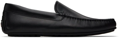 Hugo Boss Black Embossed Loafers In 001-black