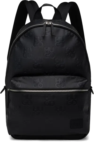 Hugo Boss Black Embossed Logo Backpack In 002-black